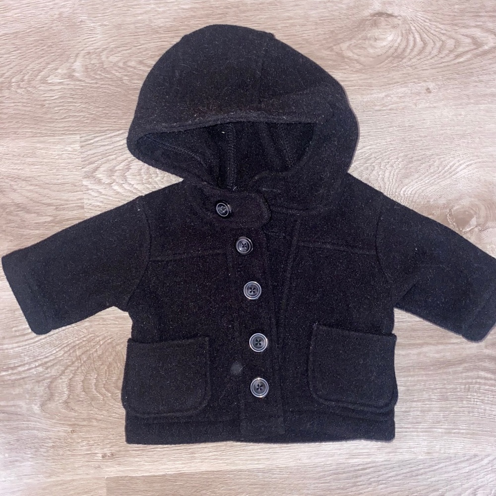 Black pea coat size 3 month.